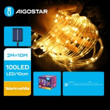 Aigostar - Різдвяна LED гірлянда на сонячній батареї 100xLED/8 функцій 12 м IP65 теплий білий