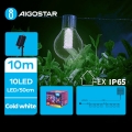 Aigostar - Светодиодная декоративная гирлянда на солнечной батарее 10xLED/8 функций 10,5 м IP65 холодный белый