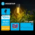 Aigostar - Светодиодная декоративная гирлянда на солнечной батарее 10xLED/8 функций 10,5 м IP65 теплый белый