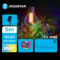 Aigostar - Светодиодная декоративная гирлянда на солнечной батарее 10xLED/8 функций 5,5 м IP65 цветной