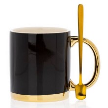 Чашка з ложкою LANA чорний/золотий