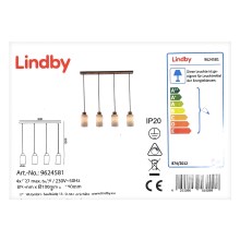 Lindby - Подвесная люстра NICUS 4xE27/60W/230V