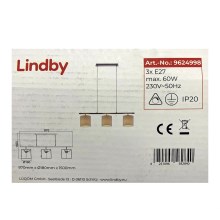 Lindby - Подвесная люстра ZALIA 3xE27/60W/230V