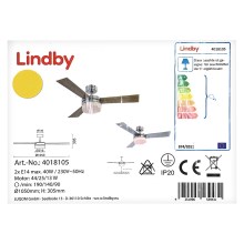 Lindby - Потолочный вентилятор ALVIN 2xE14/40W/230V + дистанционное управление