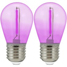 НАБОР 2x Светодиодная лампочка PARTY E27/0,3W/36V фиолетовый