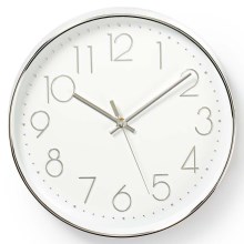 Настінний годинник 1xAA білий/срібний