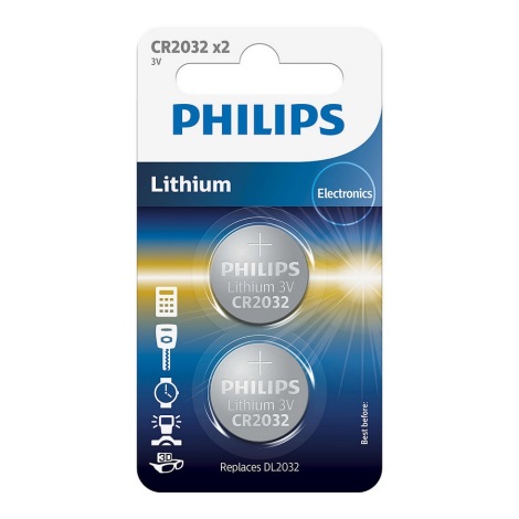 Philips CR2032P2/01B - 2 шт. Літієва батарея таблеткового типу CR2032 MINICELLS 3V