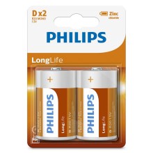 Philips R20L2B/10 - 2 шт. Цинк-хлоридна батарея D LONGLIFE 1,5V