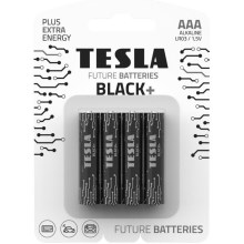 Tesla Batteries - 4 шт. Лужна батарейка AAA BLACK+ 1,5V