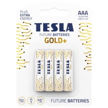 Tesla Batteries - 4 шт. Лужна батарейка AAA GOLD+ 1,5V