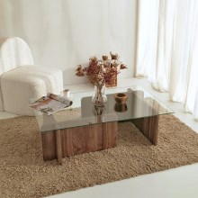 Журнальний столик ESCAPE 30x105 см коричневий/прозорий